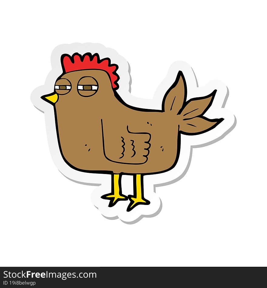sticker of a cartoon sly hen
