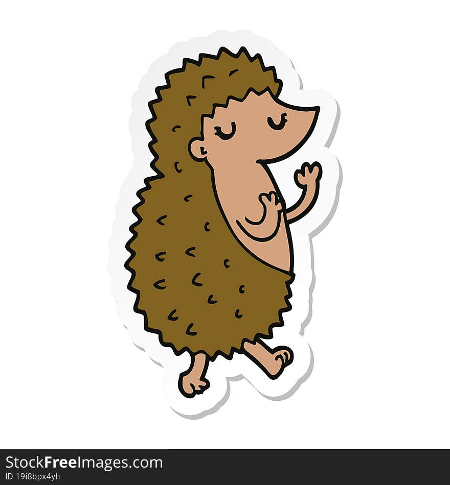 Sticker Of A Cartoon Hedgehog