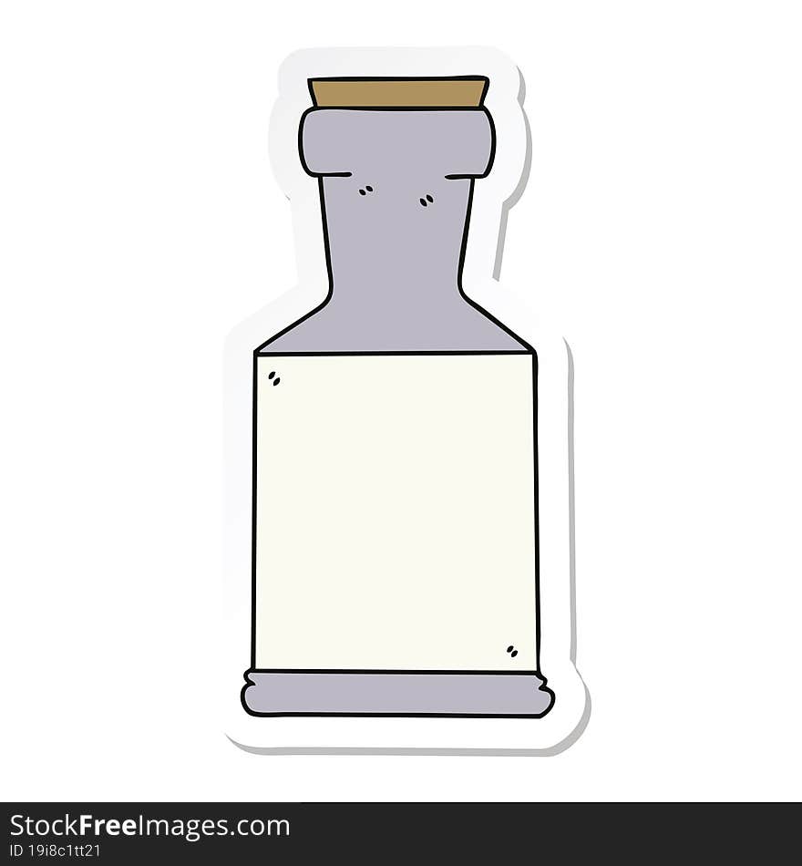 sticker of a quirky hand drawn cartoon potion bottle