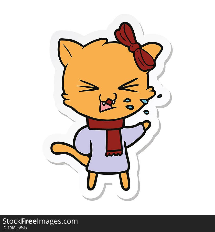 sticker of a cartoon cat