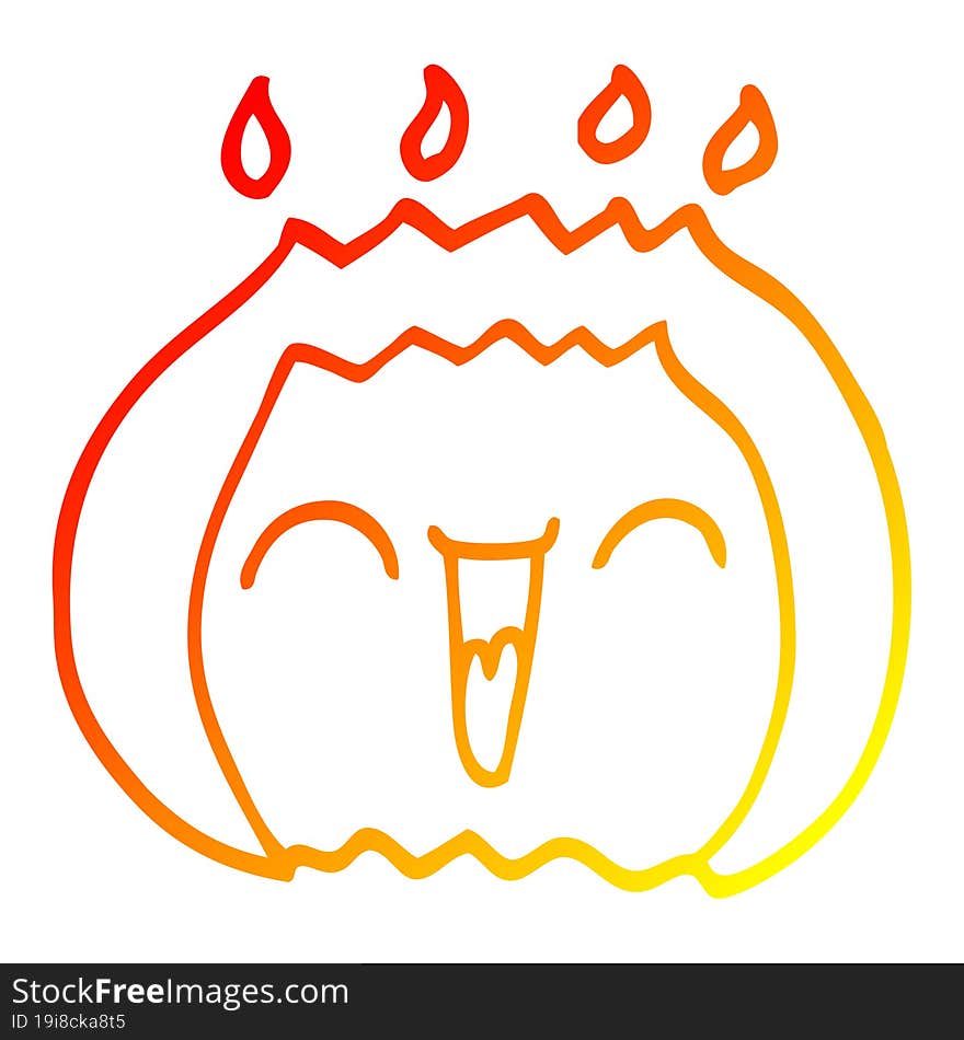 Warm Gradient Line Drawing Cartoon Flame