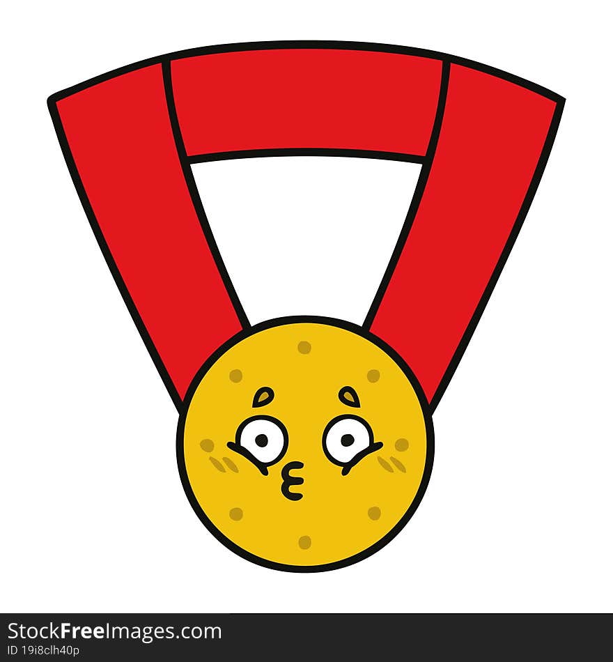 cute cartoon of a gold medal. cute cartoon of a gold medal