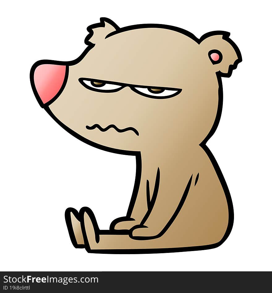 angry bear cartoon sitting. angry bear cartoon sitting