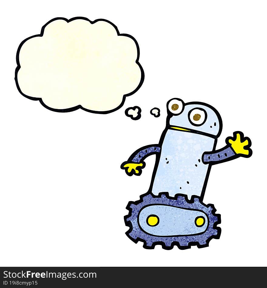 cartoon robot with thought bubble