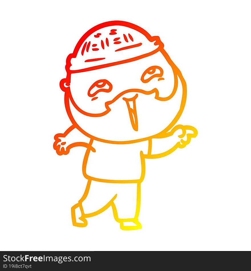 warm gradient line drawing cartoon happy bearded man