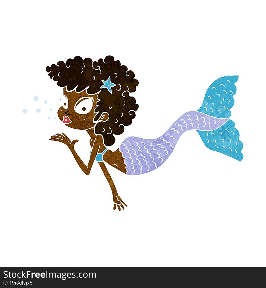 cartoon mermaid blowing kiss