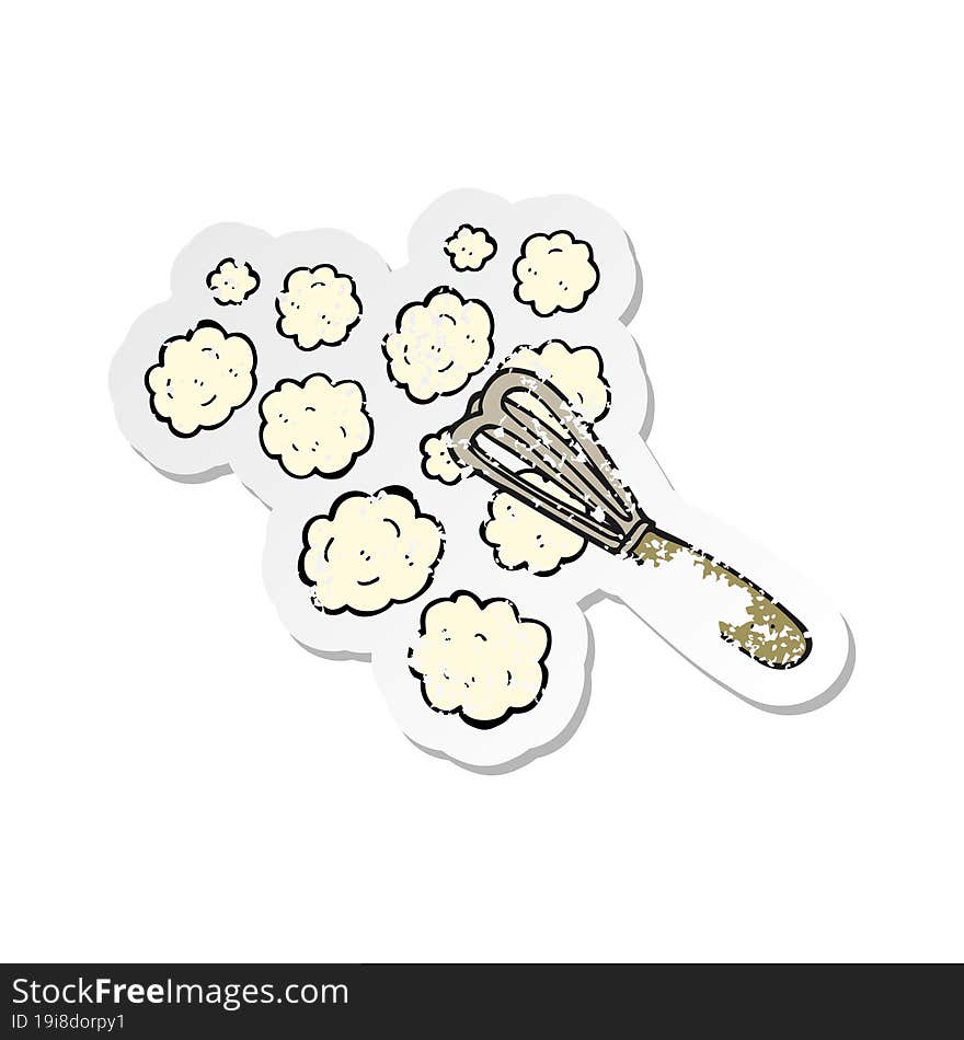 Retro Distressed Sticker Of A Cartoon Whisk