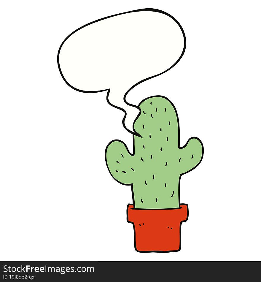 Cartoon Cactus And Speech Bubble