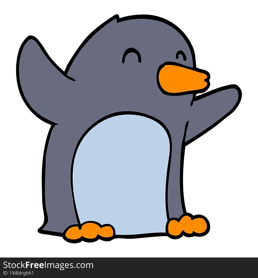 Cartoon Excited Penguin