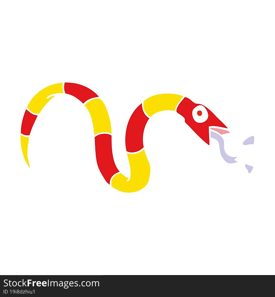 hissing flat color style cartoon snake