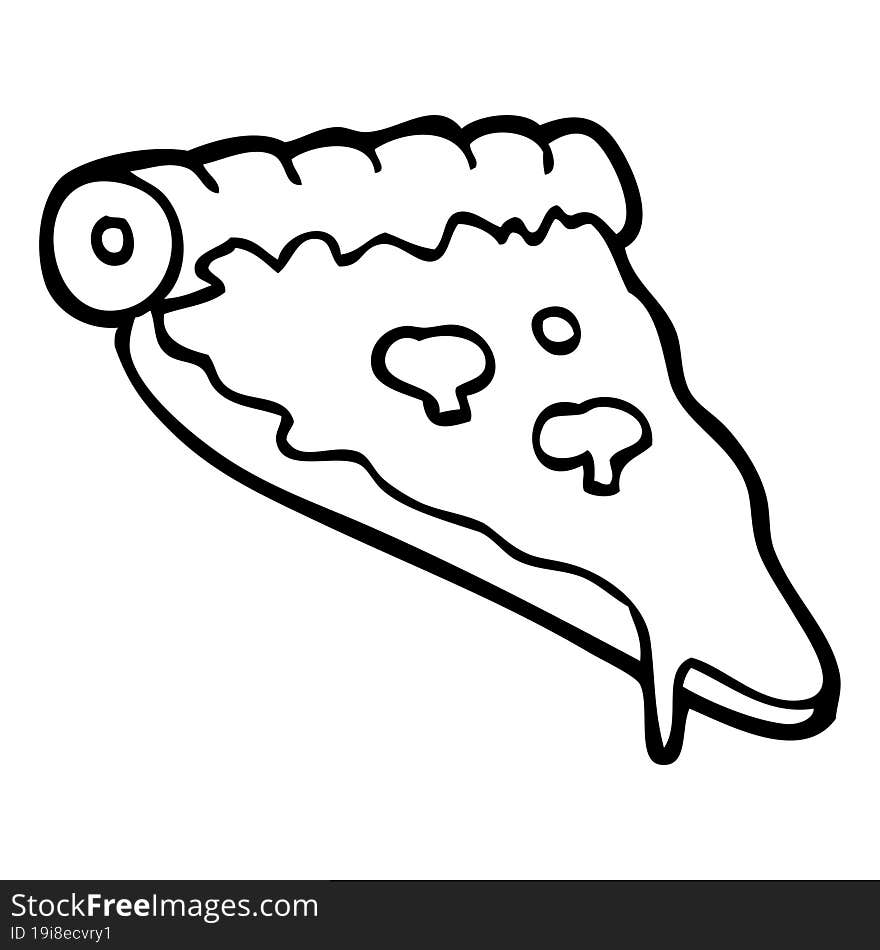 line drawing cartoon pizza slice