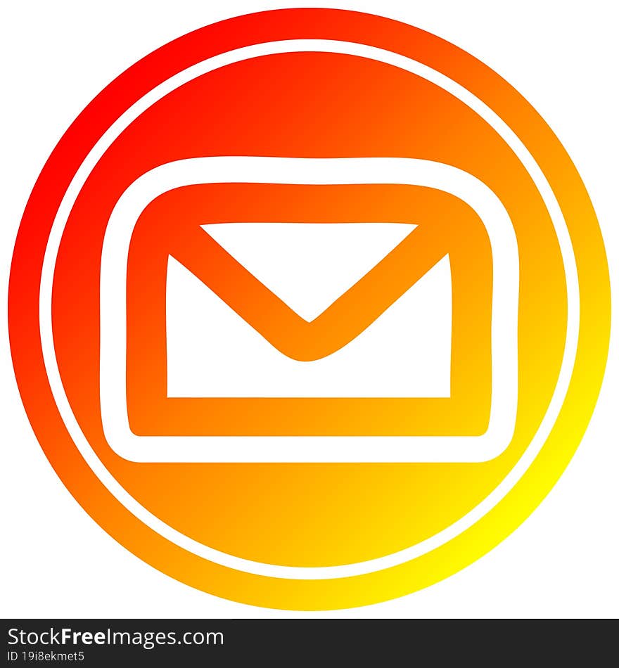 envelope letter circular icon with warm gradient finish. envelope letter circular icon with warm gradient finish