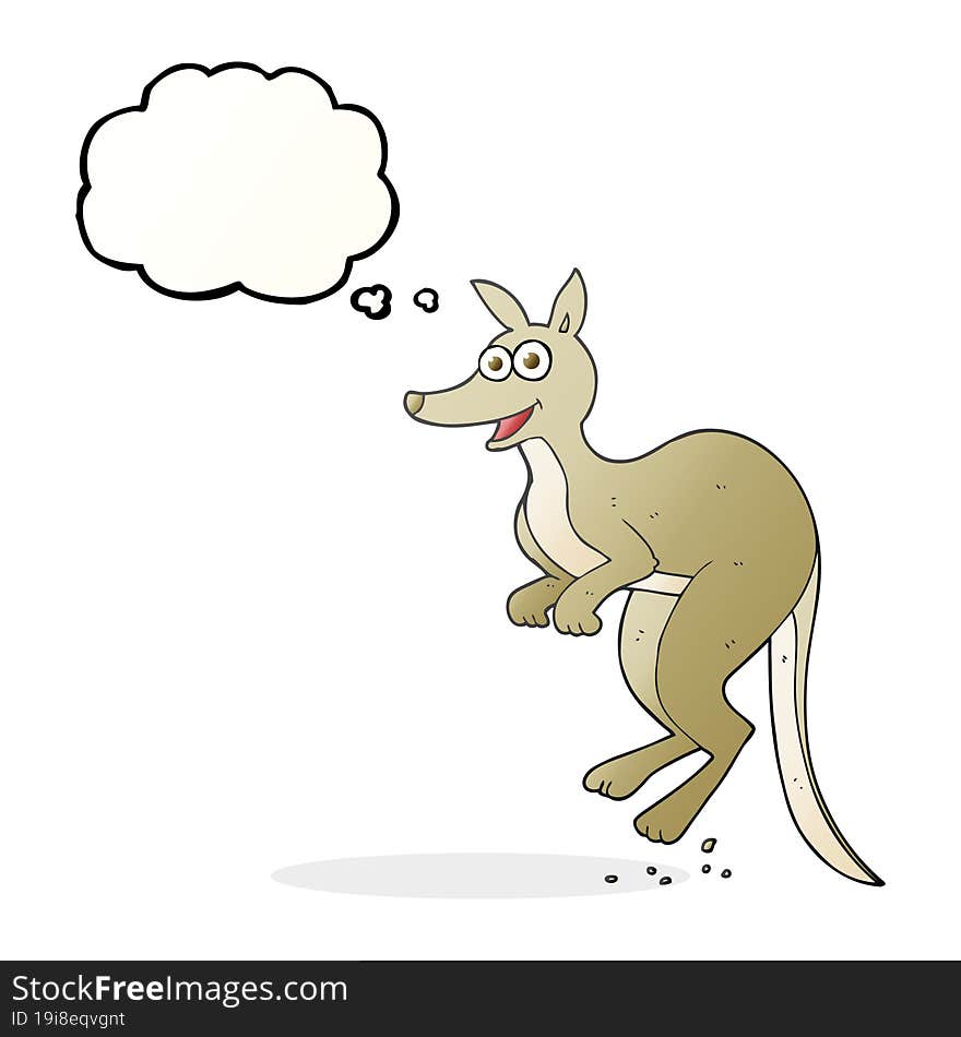 freehand drawn thought bubble cartoon kangaroo