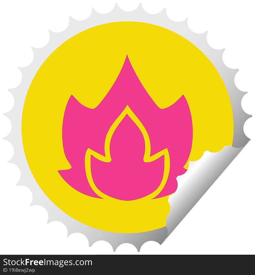 Circular Peeling Sticker Cartoon Fire