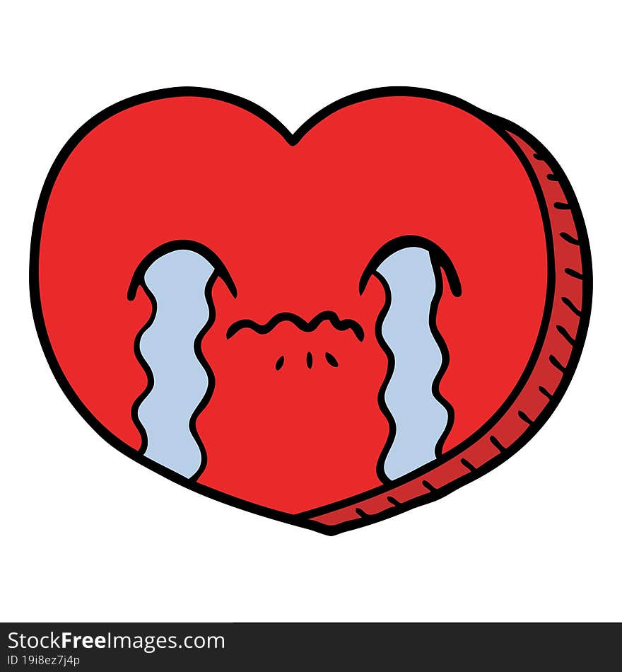 cartoon crying love heart. cartoon crying love heart