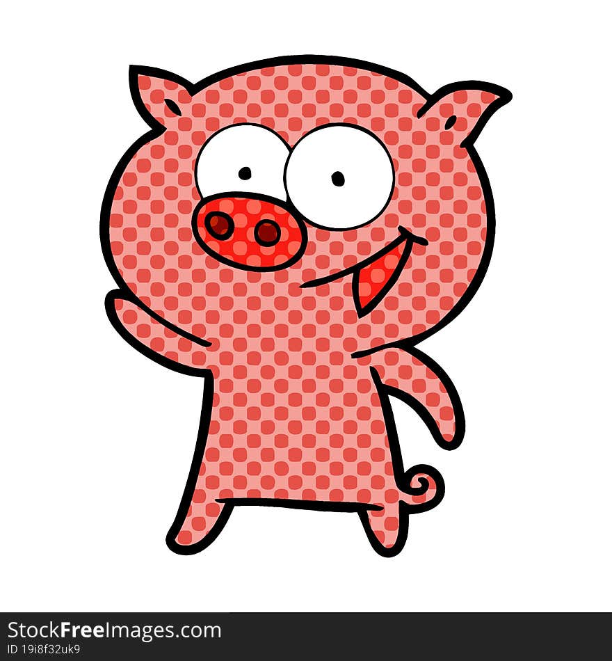 cheerful pig cartoon. cheerful pig cartoon