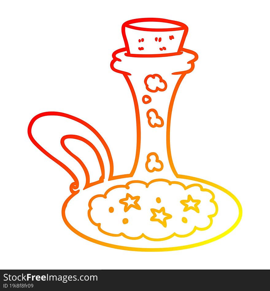 warm gradient line drawing cartoon magic potion