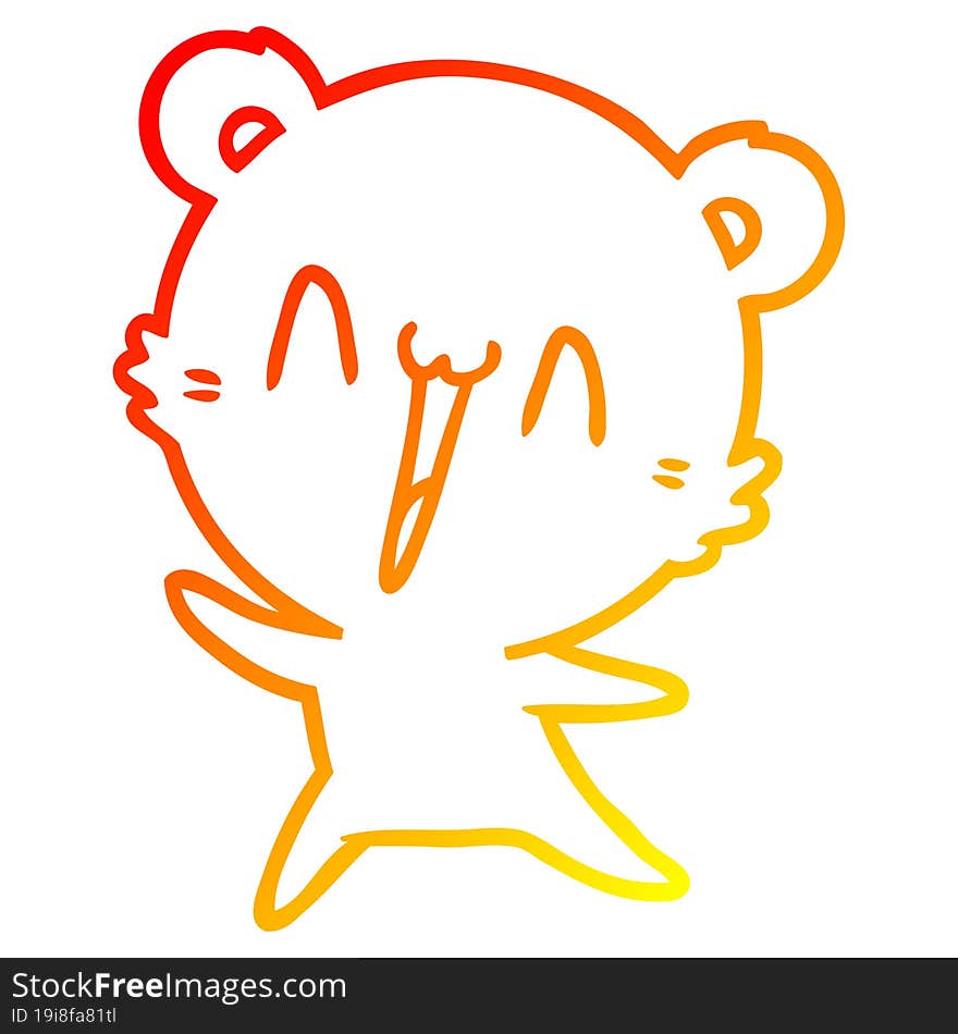 warm gradient line drawing happy bear cartoon