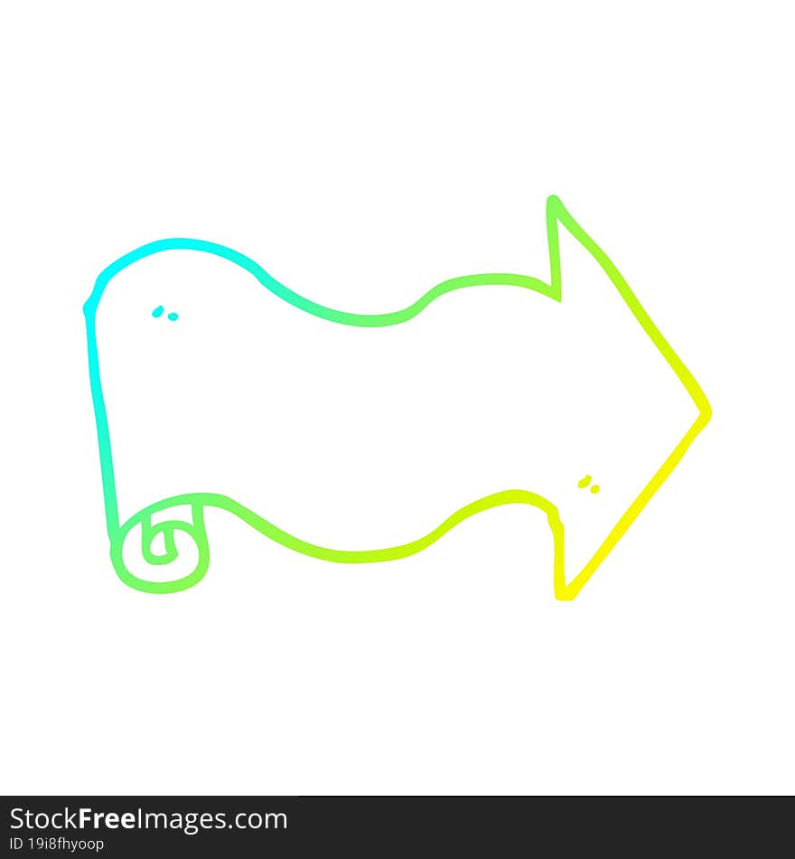 cold gradient line drawing cartoon arrow