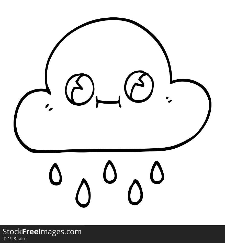 line drawing cartoon rain cloud