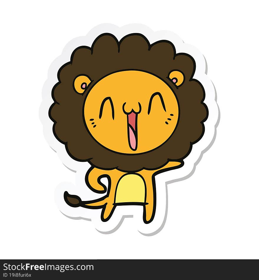 sticker of a happy cartoon lion