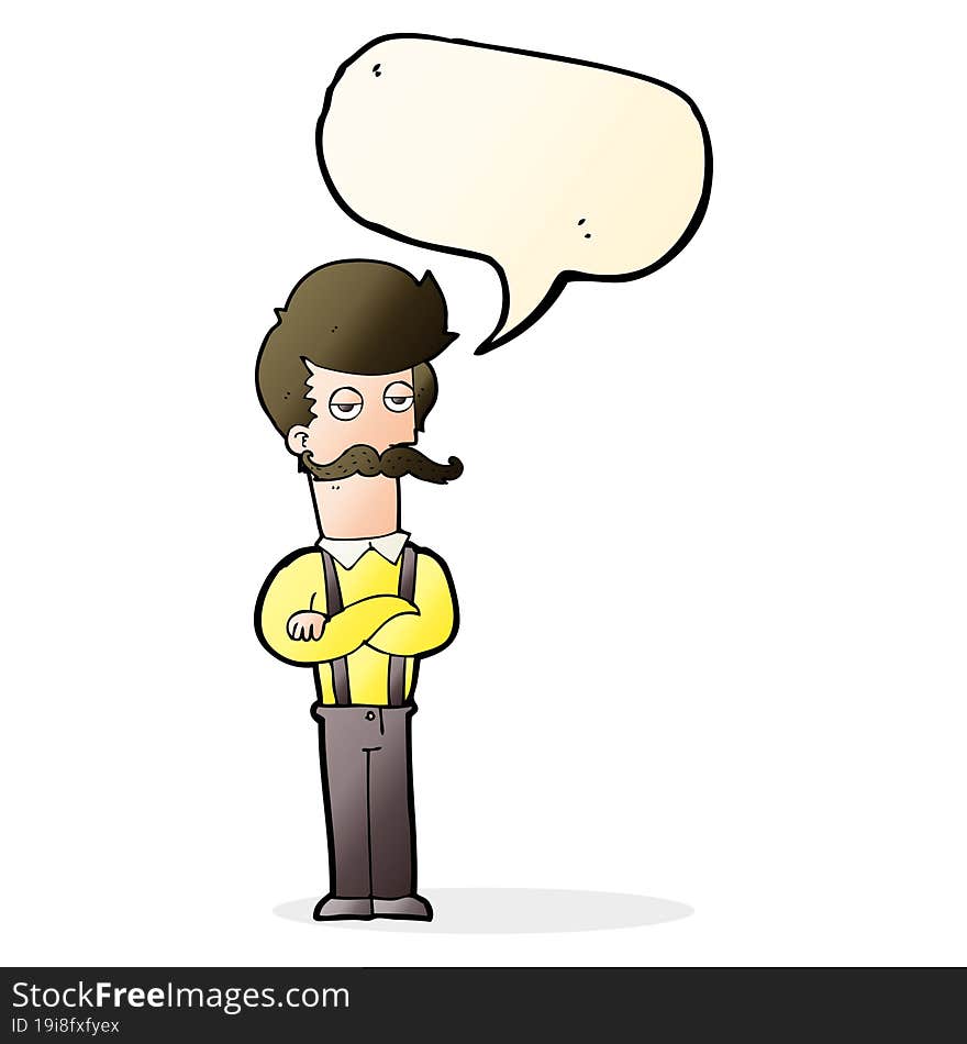 Cartoon Man With Mustache With Speech Bubble