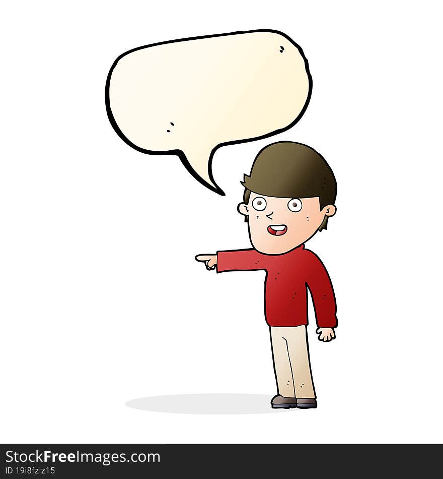 cartoon pointing man with speech bubble