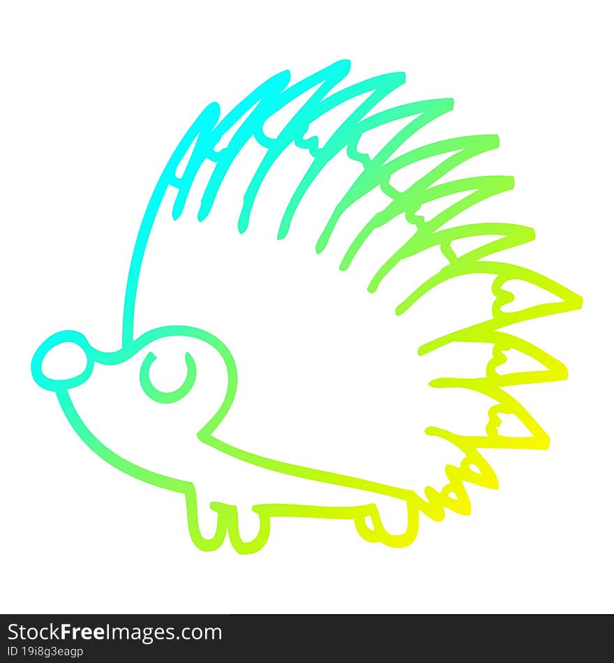 Cold Gradient Line Drawing Cartoon Spiky Hedgehog