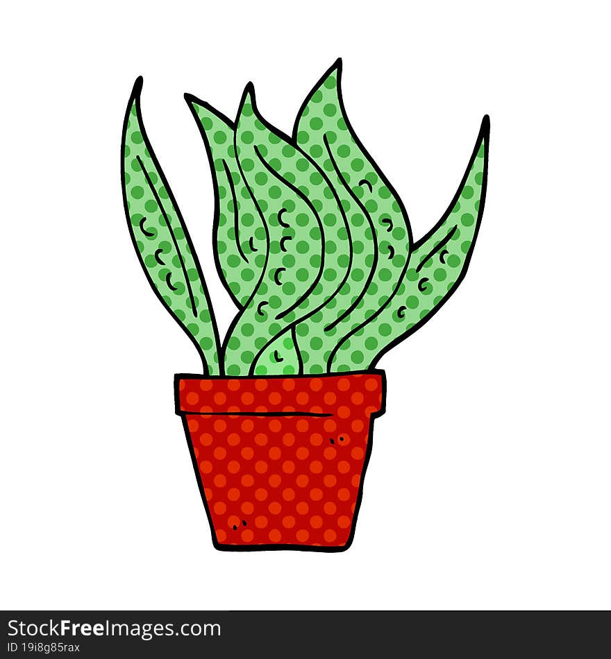 cartoon doodle house plant