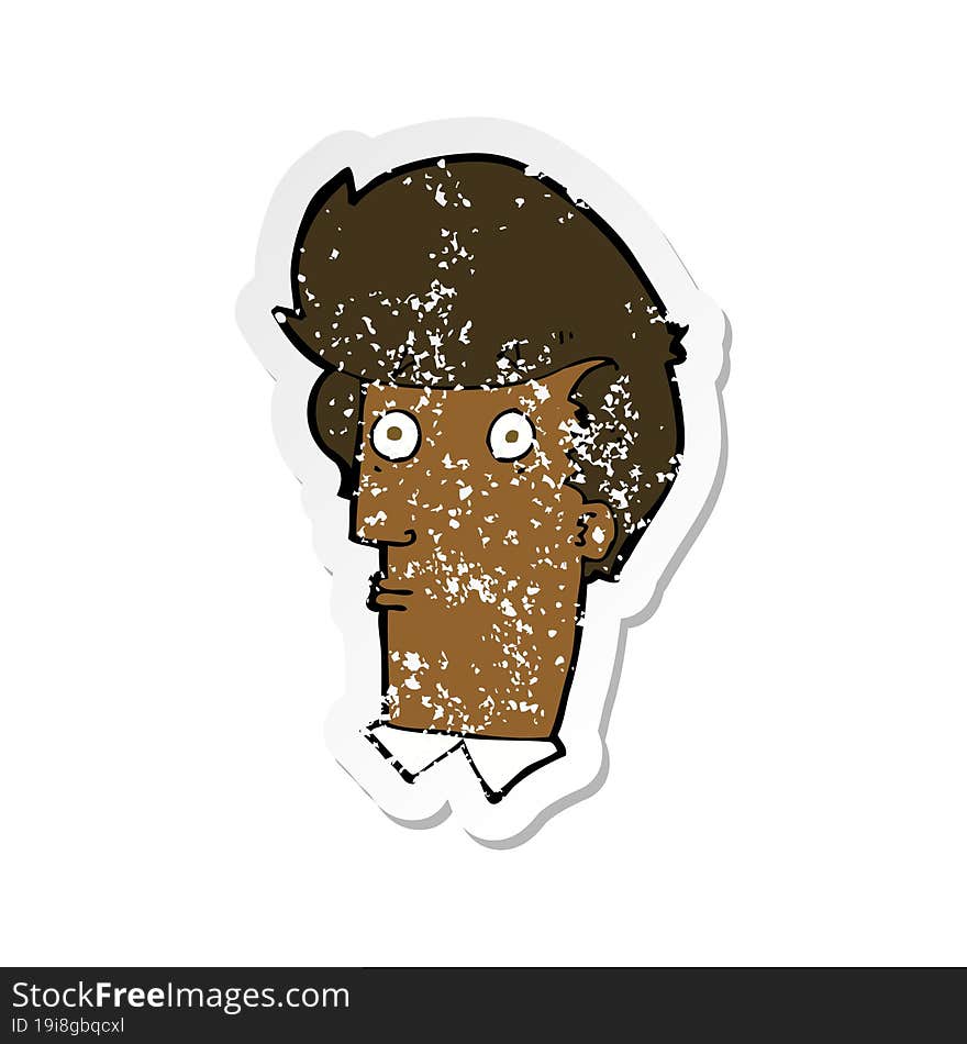 retro distressed sticker of a cartoon surprised expression