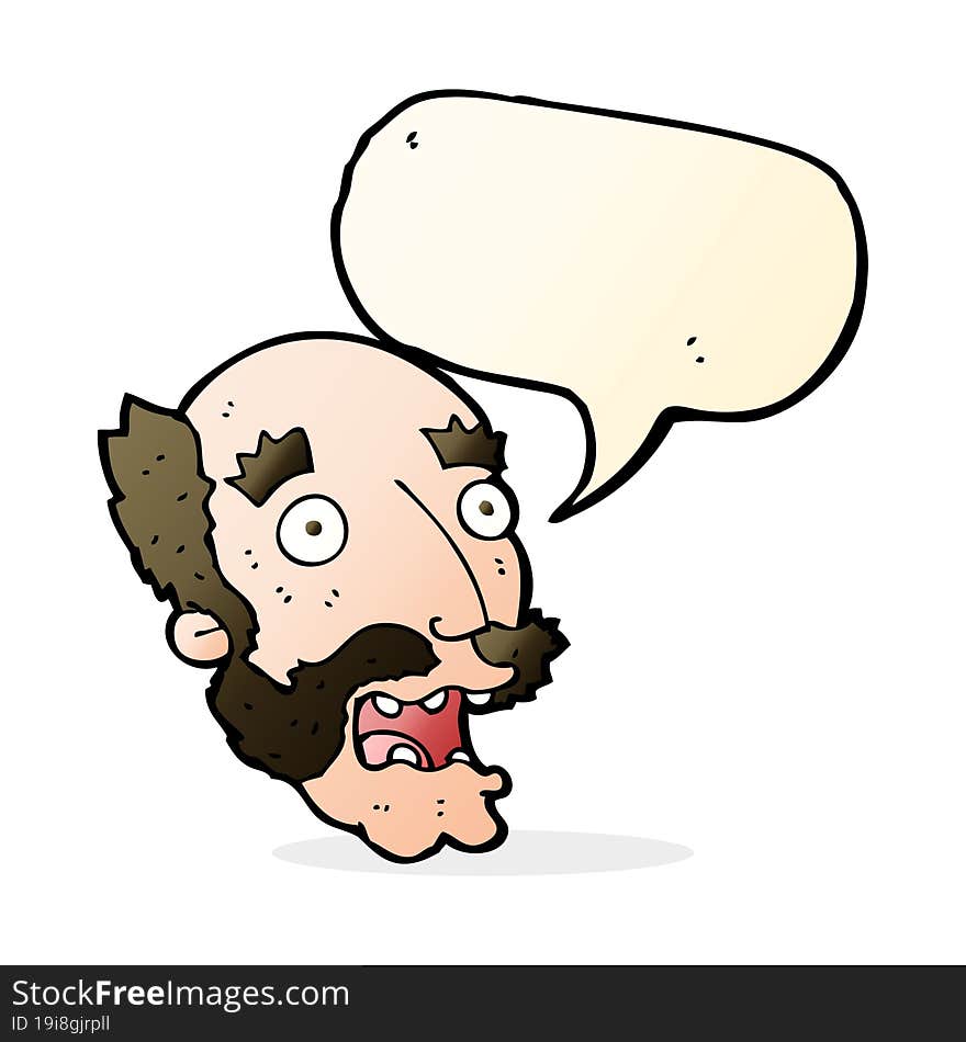 Cartoon Shocked Old Man With Speech Bubble