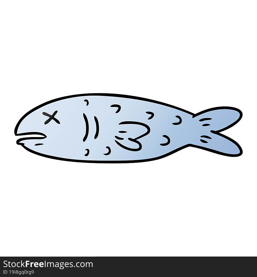 hand drawn gradient cartoon doodle of a dead fish