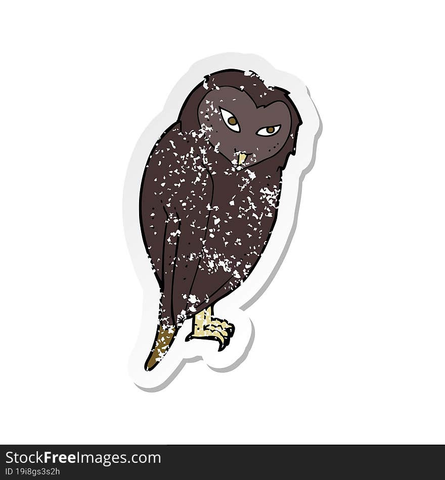 retro distressed sticker of a cartoon owl