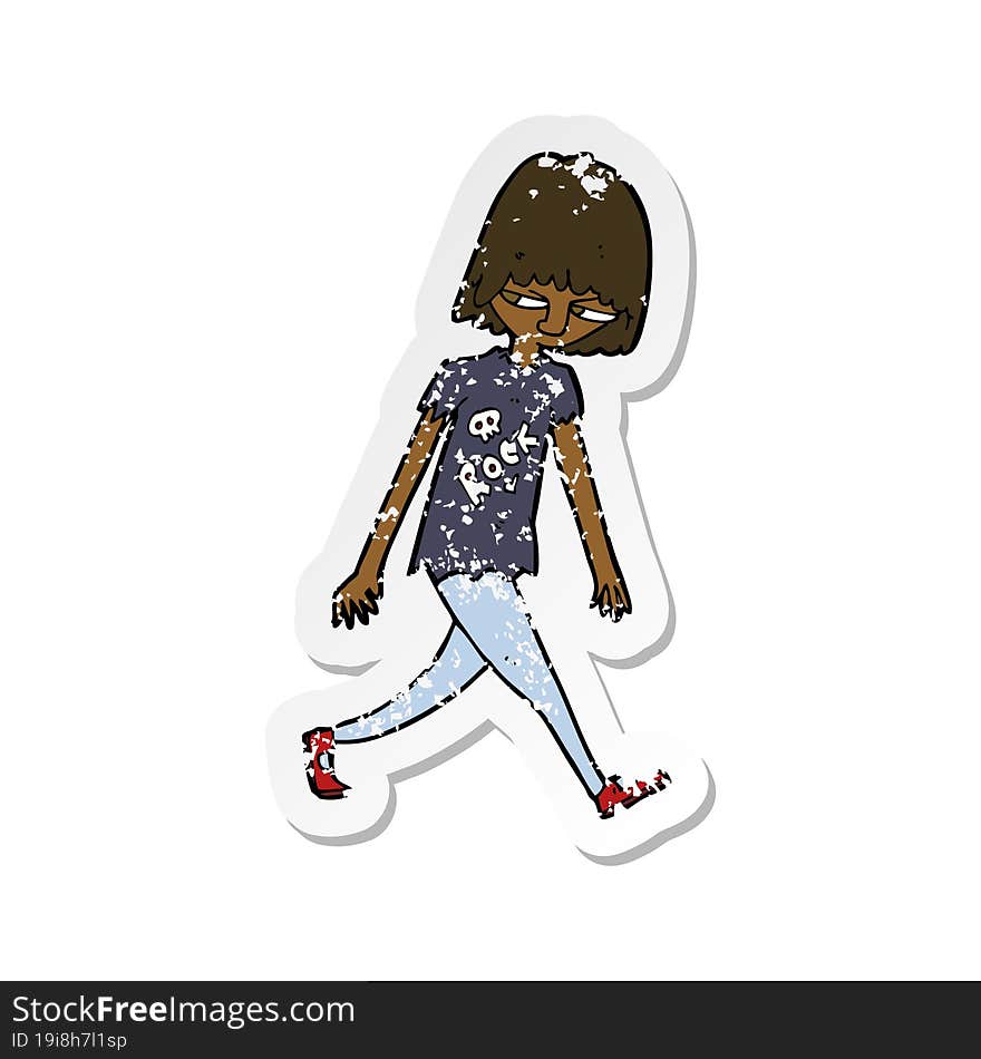 retro distressed sticker of a cartoon teenager