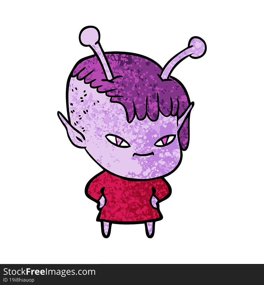 cute cartoon alien girl. cute cartoon alien girl