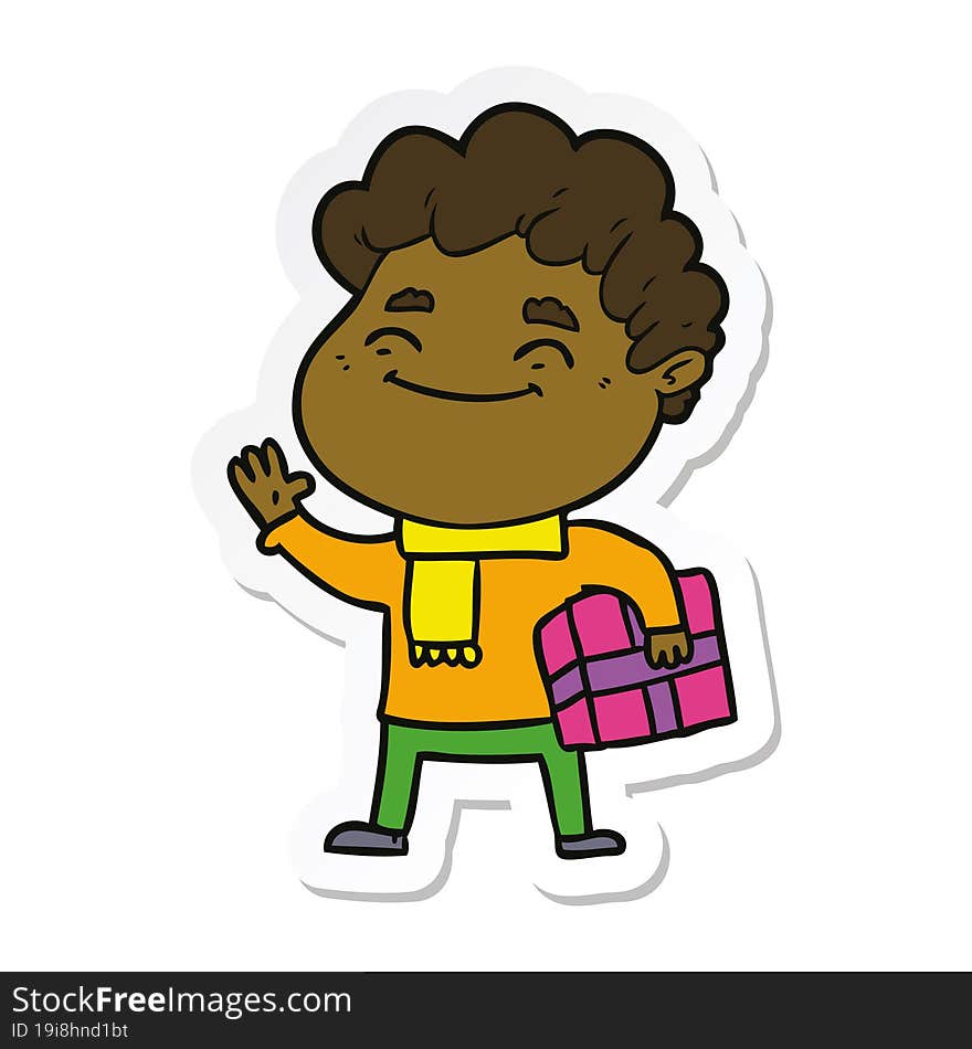 sticker of a cartoon friendly man