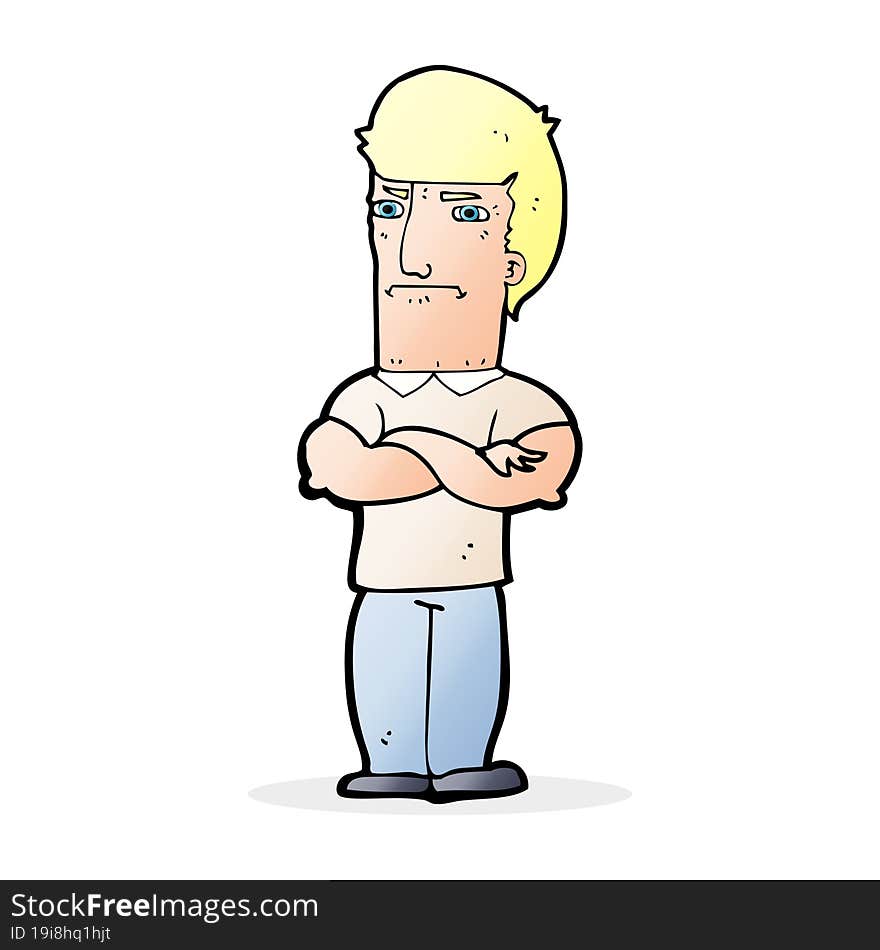 cartoon annoyed man with folded arms