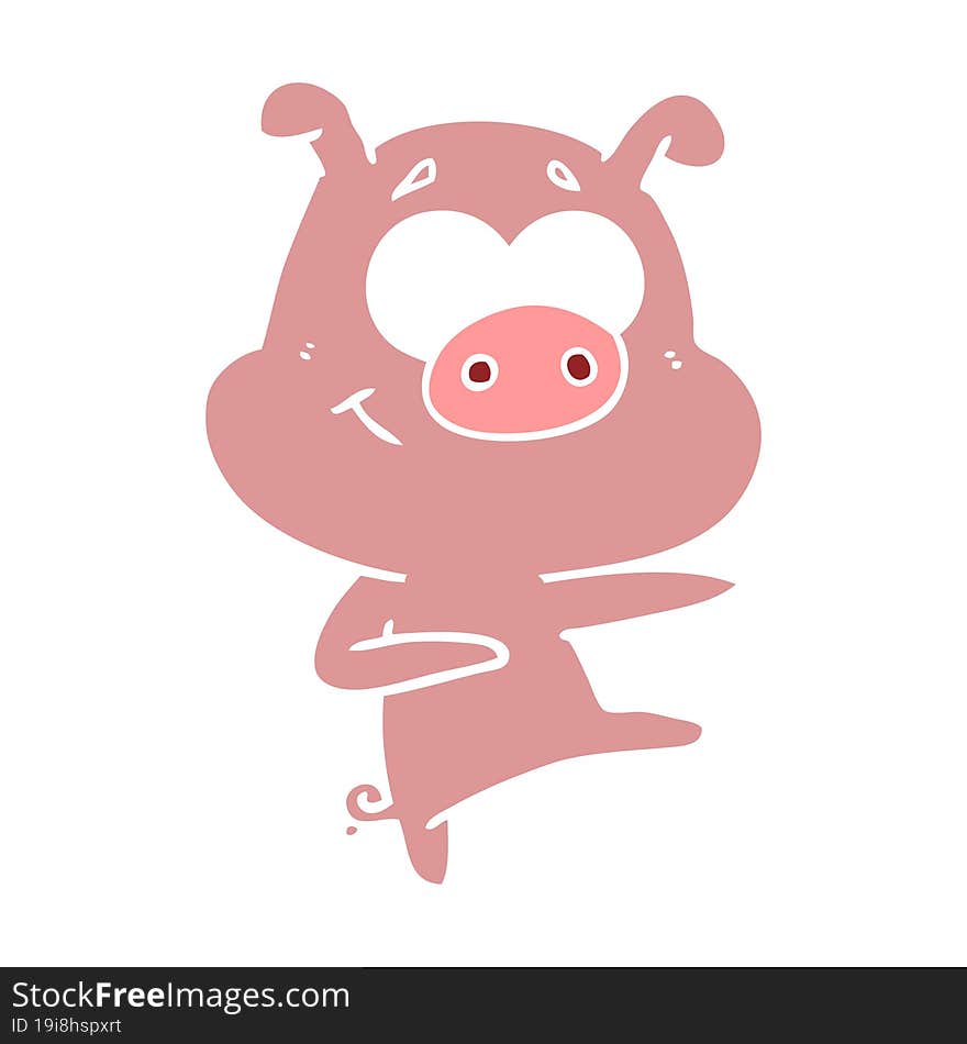 flat color style cartoon pig pointing