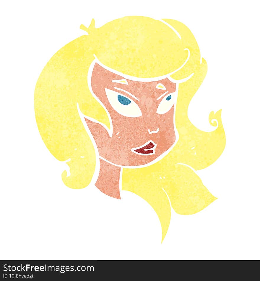 retro cartoon female face