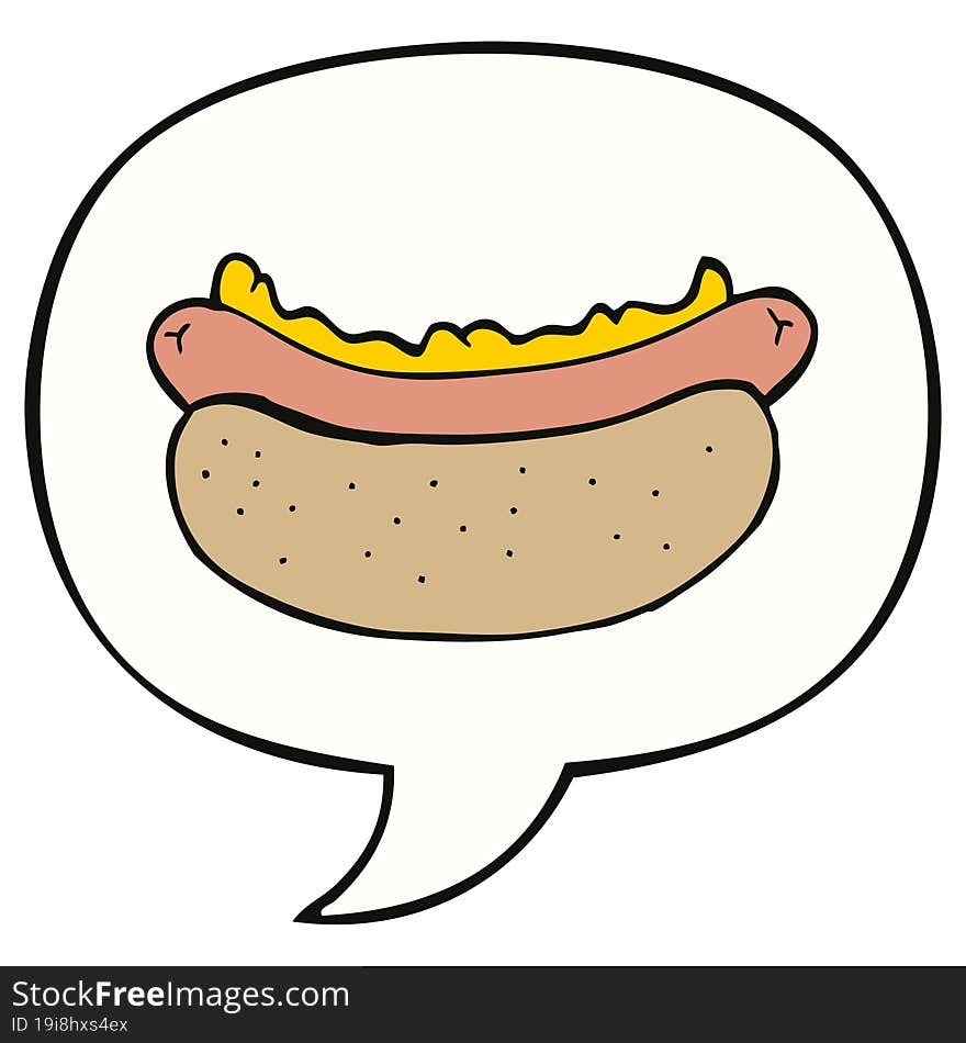 Cartoon Hotdog And Speech Bubble