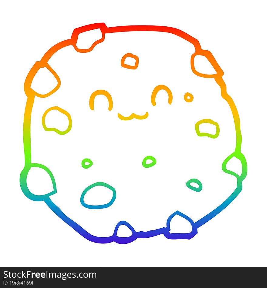 rainbow gradient line drawing cartoon biscuit