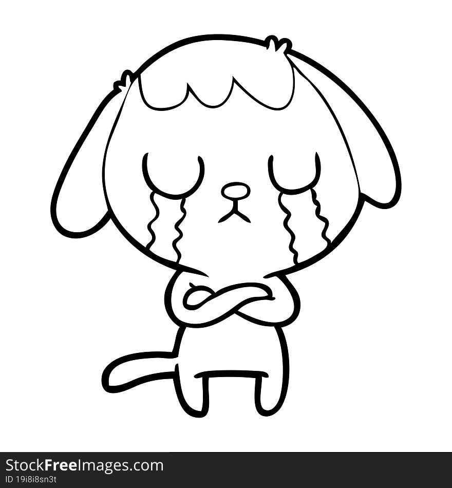 cute cartoon dog crying. cute cartoon dog crying