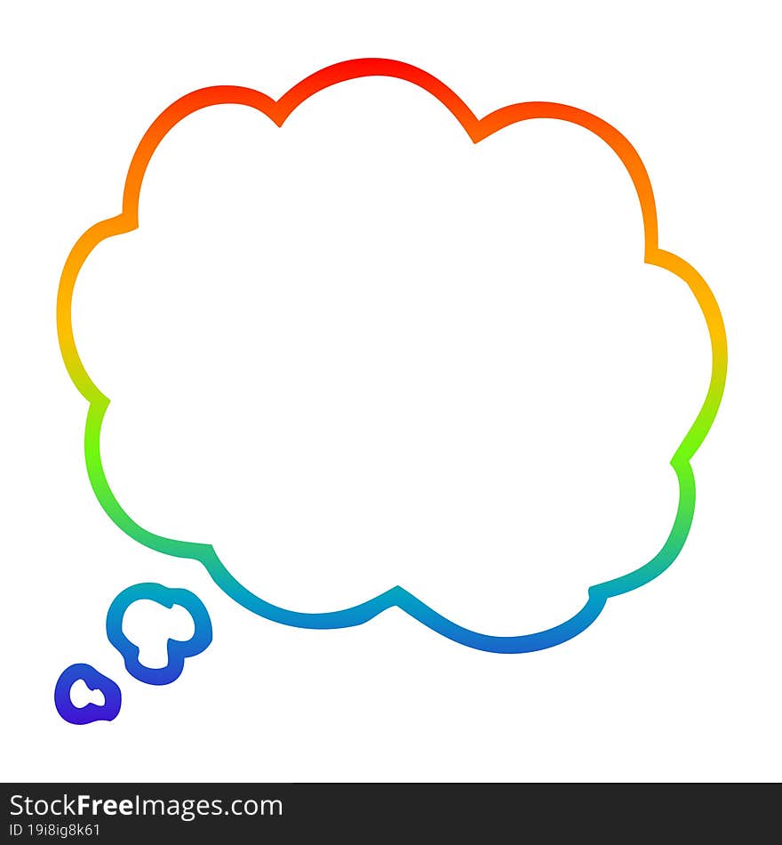 Rainbow Gradient Line Drawing Cartoon Thought Bubble