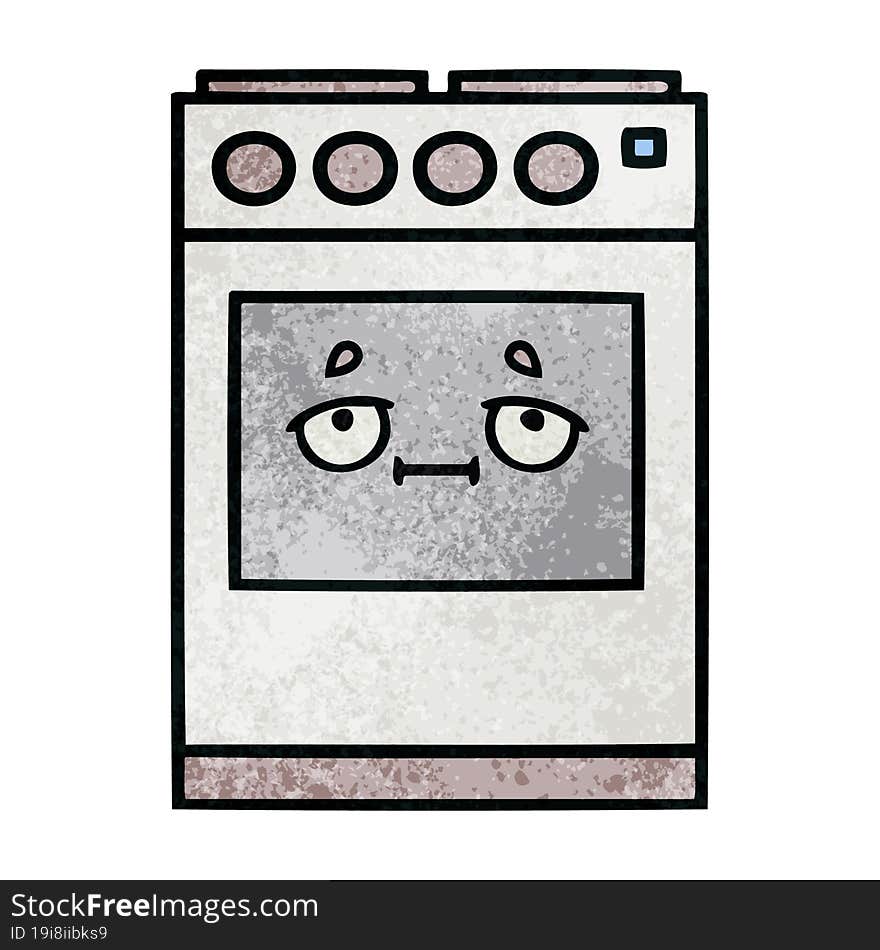 retro grunge texture cartoon kitchen oven