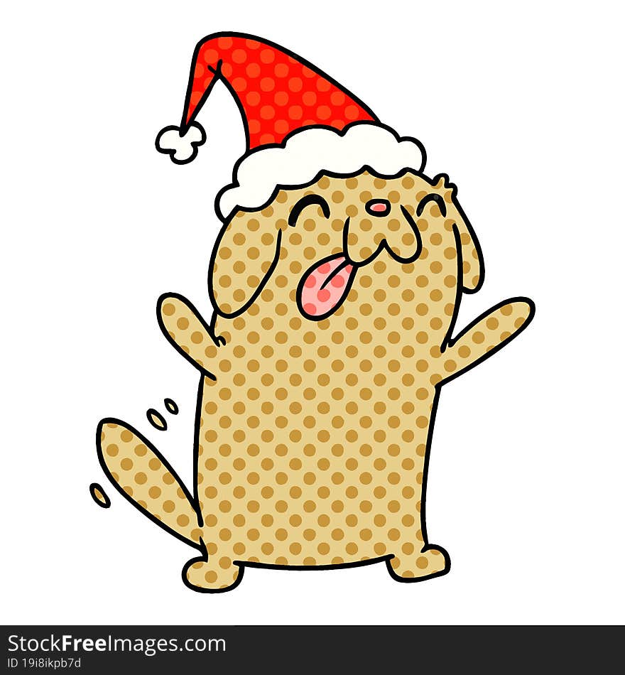 christmas cartoon of kawaii dog