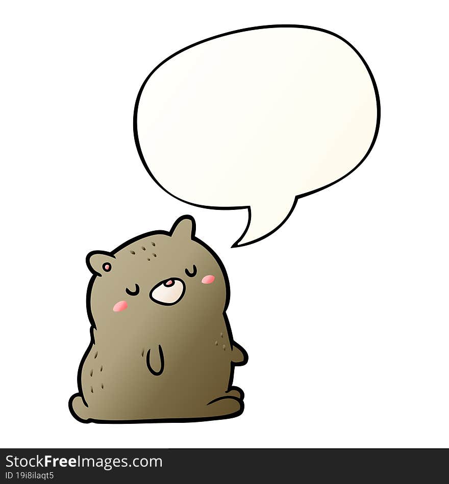 cute cartoon bear with speech bubble in smooth gradient style