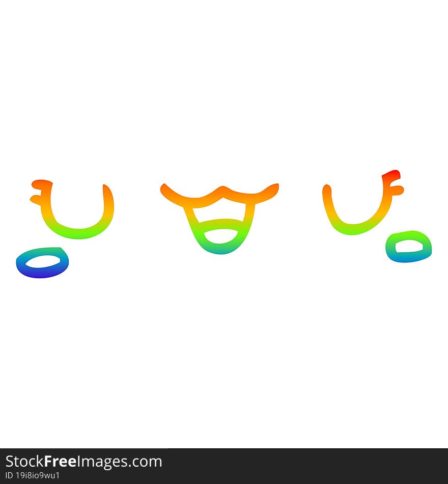 rainbow gradient line drawing cute cartoon face