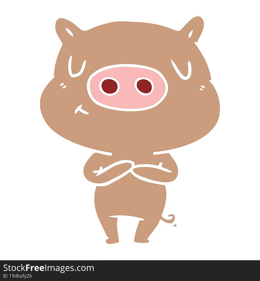 flat color style cartoon content pig