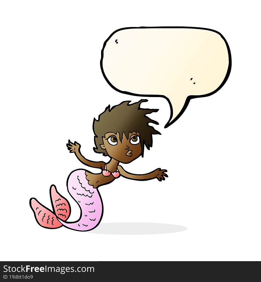 cartoon mermaid with speech bubble