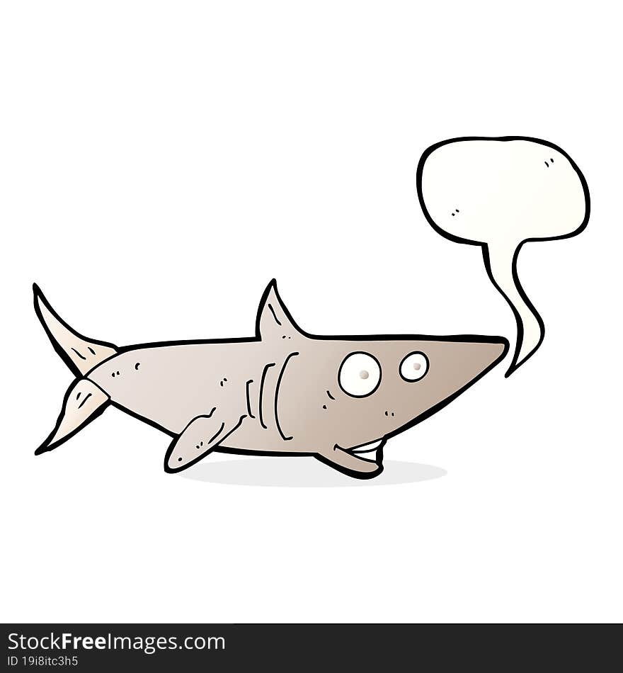 cartoon happy shark with speech bubble